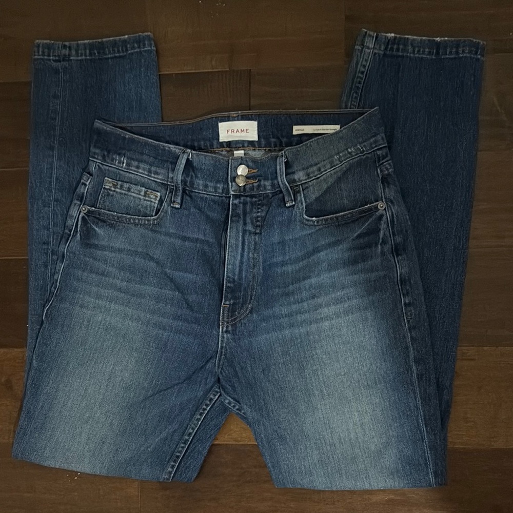 Frame Denim Blue Straight Jeans Classic Style